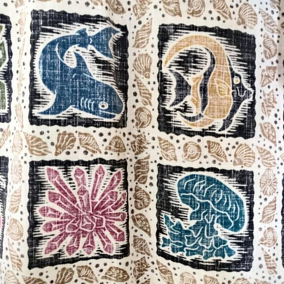 Reyn Spooner Dietrich Varez Mens Size L Sea Life Reverse Print 1/4 Popover Shirt - Picture 7 of 9